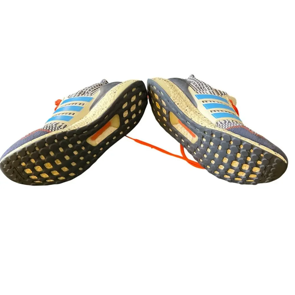 adidas Ultraboost Mens 11 Blue White Orange Primeknit Running Shoes Sneakers